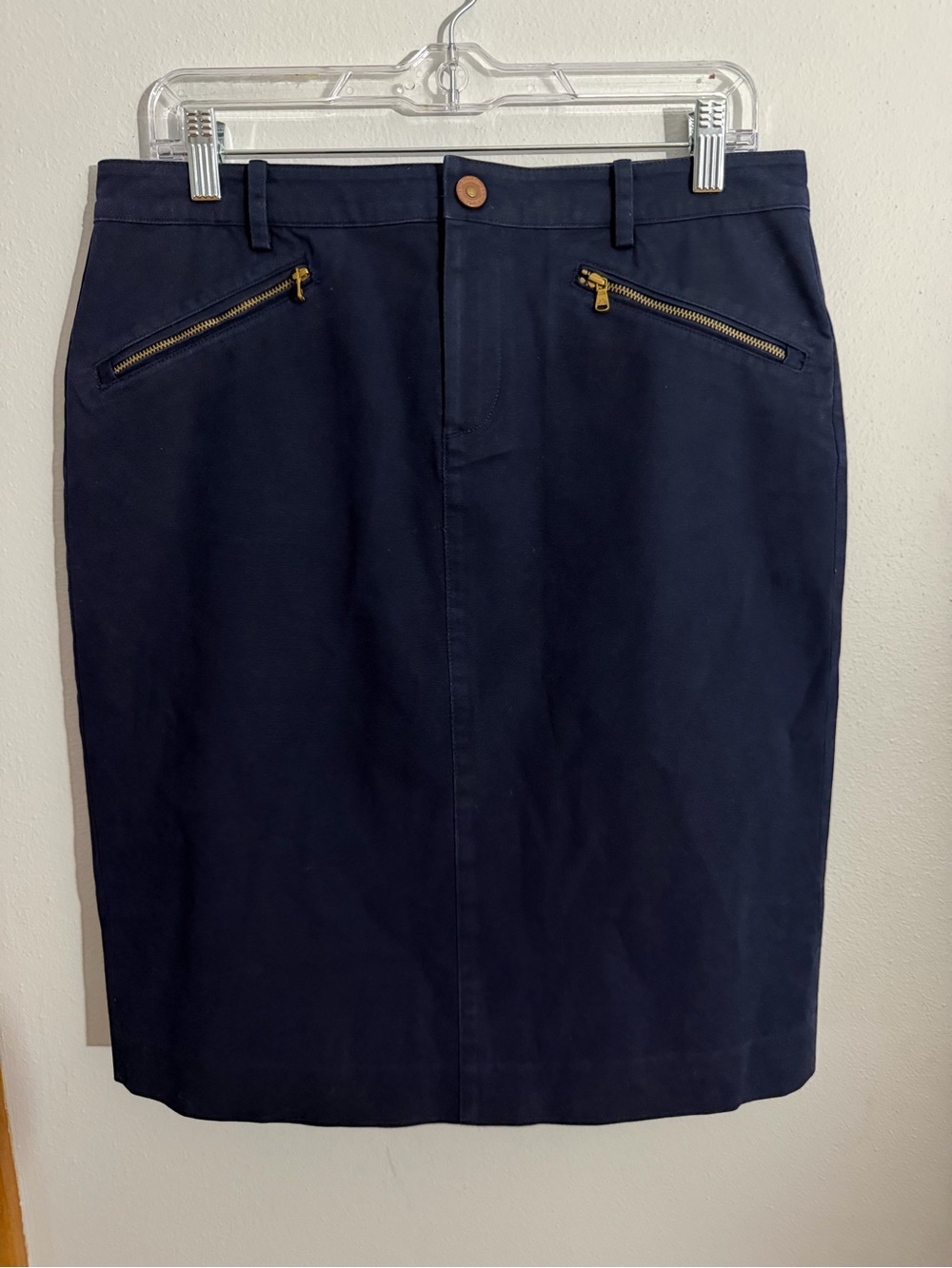 Lauren Ralph Lauren Navy Pencil Skirt with Gold Zip Details